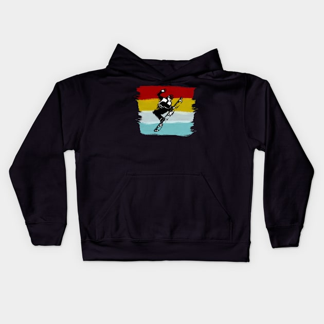 Retro Snowboarder Kids Hoodie by funkyteesfunny